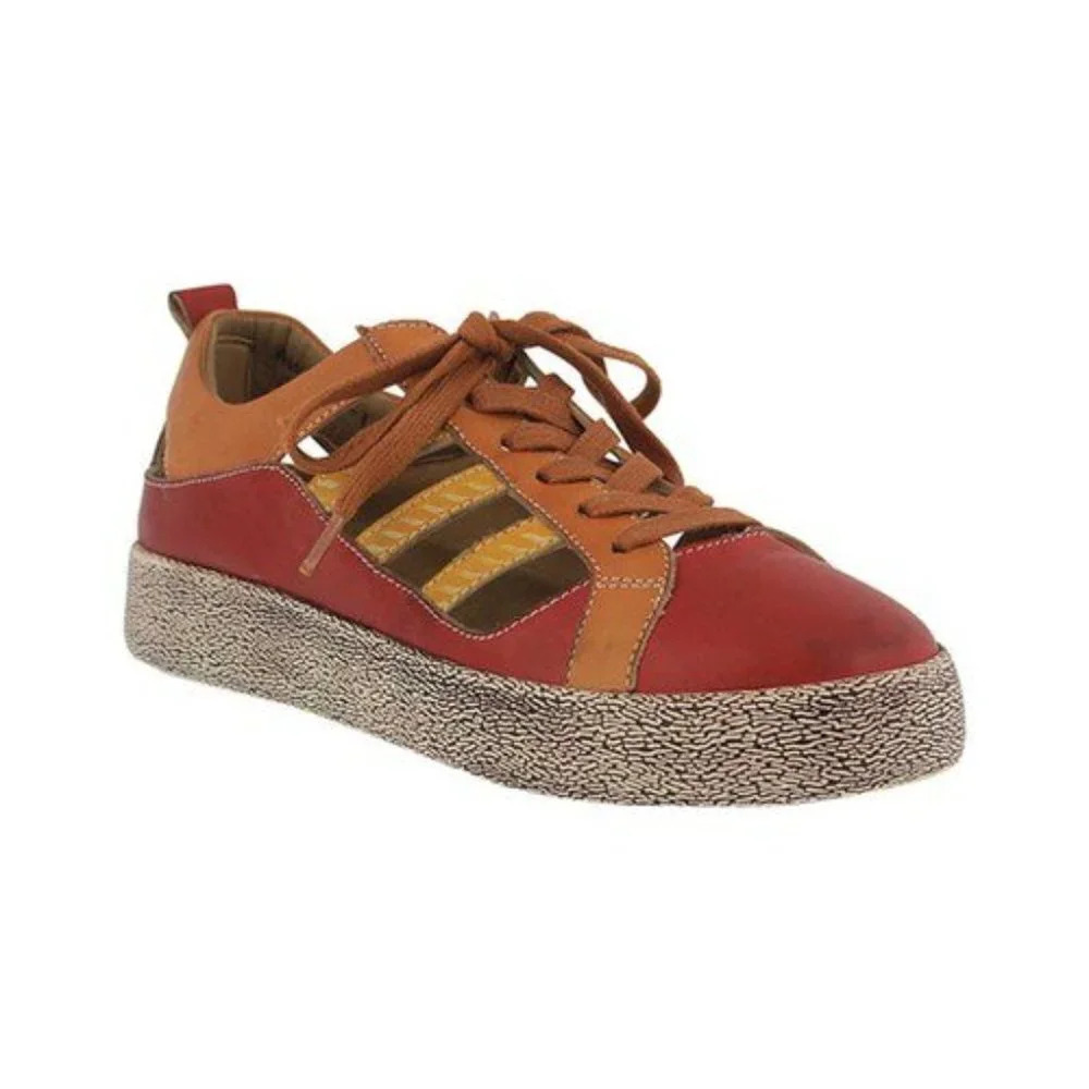 L'Artiste by Spring Step Women's Porscha Sneaker in Red Multi Leather EU38